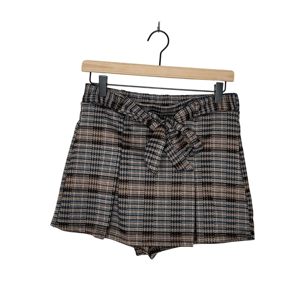 Haute Monde Classic Plaid Pull On Mini Skirt Skort Medium M